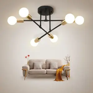 6 Sockets Chandelier Lighting Nordic Modern Home Living Room Bedroom Ceiling Lamp Light Fixtures Vintage Iron Ceiling Lights