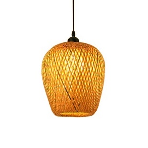 Chinese Style Weaving Hanging Lamps Bamboo Pendant Lamp Hand Knitted Restaurant Home Decor Lighting Fixtures