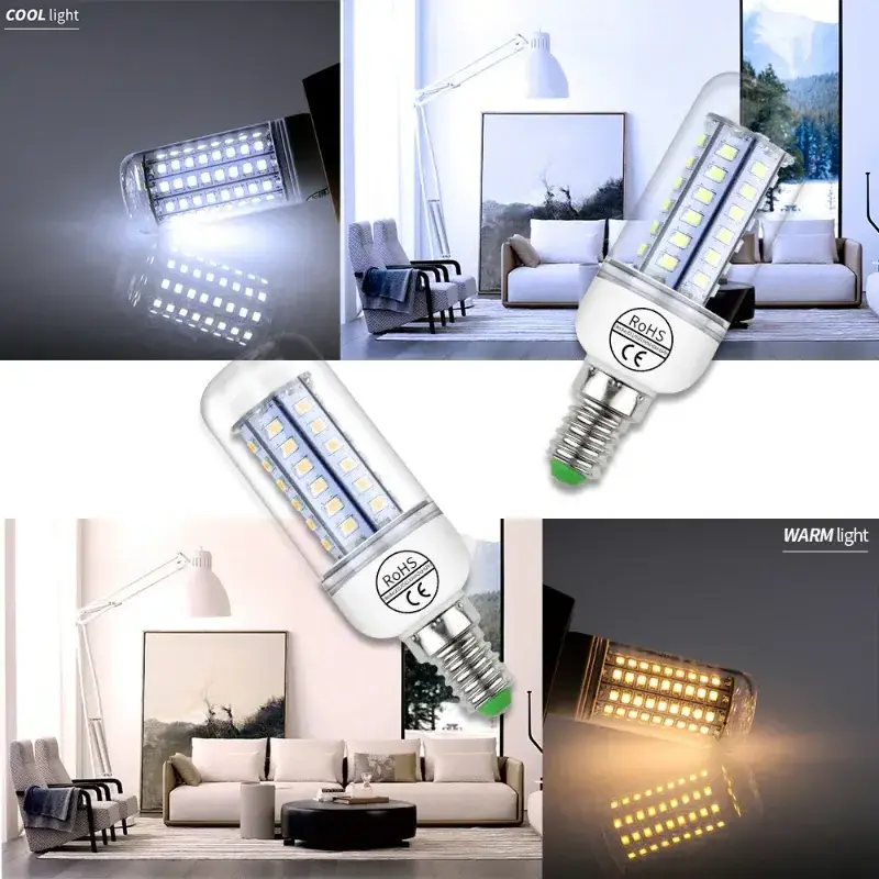 E14 E27 Corn SMD LED Light Candle Bulb LED Bulb 240V 30 36 48 56 69leds Lampada 220V Chandelier Lighting Energy Saving Lamp