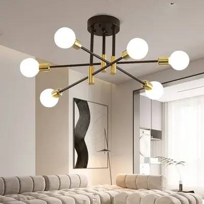 Modern Chandelier Decor Home Lighting Fixture Retro Industrial Wrought Iron LED Ceiling Lamp E27 Light Living Room