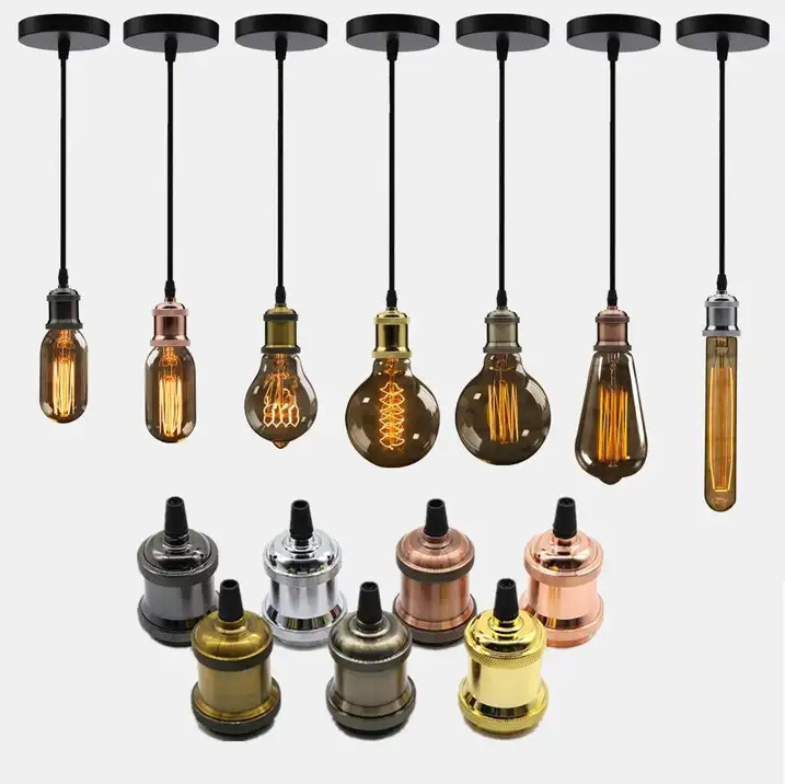 E27 Screw Bulb base Vintage Edison Lamp Holder 110V 220V Aluminum Light Socket Retro Fittings Lamp Holder