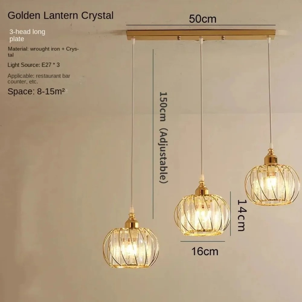 Gold Luxury Crystal Ceiling Pendant Manufacture European Style E27 Iron Semi Flush Mount Ceiling Hanging Lighting For Home