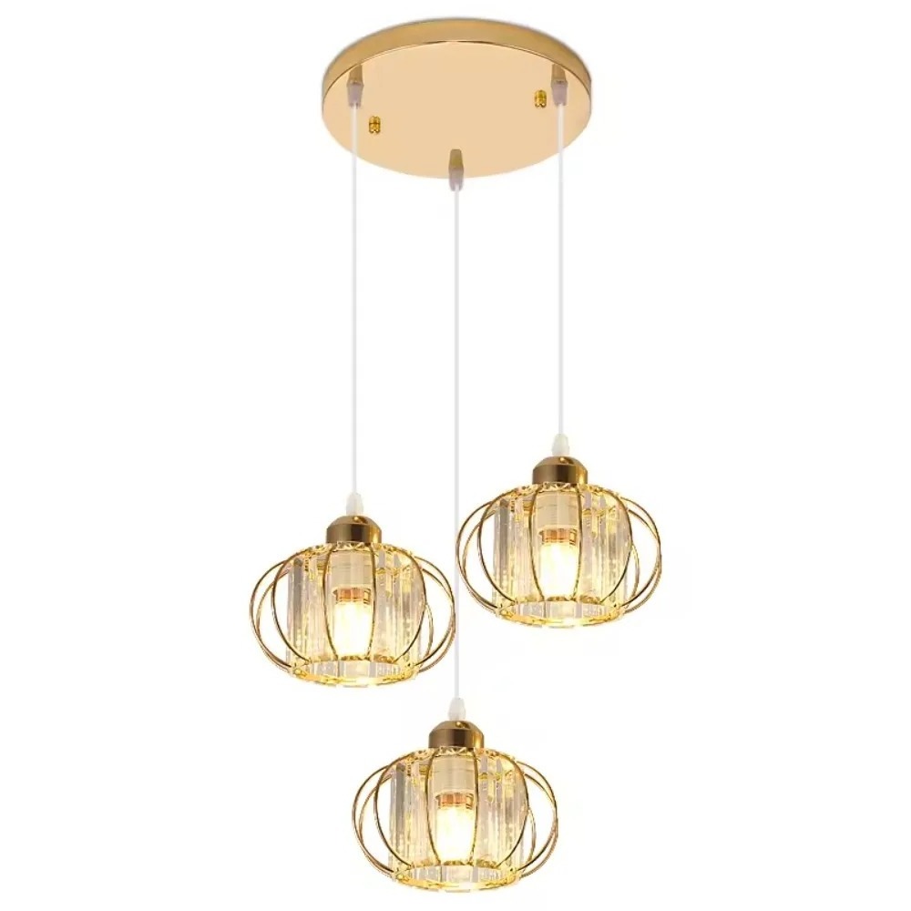 Gold Luxury Crystal Ceiling Pendant Manufacture European Style E27 Iron Semi Flush Mount Ceiling Hanging Lighting For Home