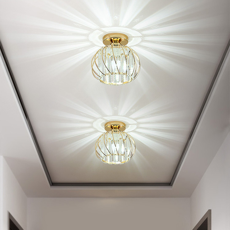 Luxury Hallway Corridor Chandelier Lighting Fixtures  For Home  Gold Luxury Crystal Ceiling Lamps