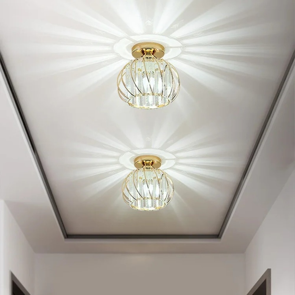 Luxury Hallway Corridor Chandelier Lighting Fixtures  For Home  Gold Luxury Crystal Ceiling Lamps