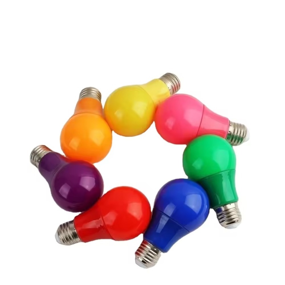 A50/A60 Lighting Bulbs Red Yellow Blue Green Pink Color Bulb 5W 7W B22 E27 Colorful Led Bulb for Holiday Party Bar KTV Disco