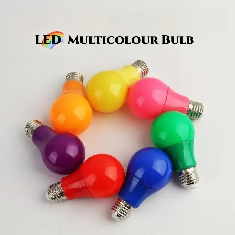 A50/A60 Lighting Bulbs Red Yellow Blue Green Pink Color Bulb 5W 7W B22 E27 Colorful Led Bulb for Holiday Party Bar KTV Disco