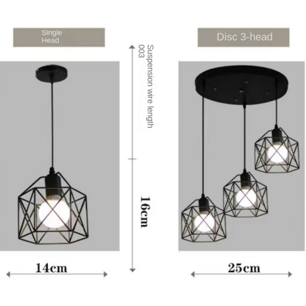 Black 1/3 Heads E27 Base Industrial Ceiling Lighting Fixtures for Kitchen Hallway Living Room Farmhouse Entryway