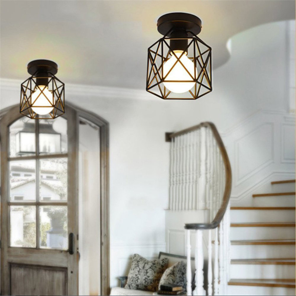 Black 1/3 Heads E27 Base Industrial Ceiling Lighting Fixtures for Kitchen Hallway Living Room Farmhouse Entryway