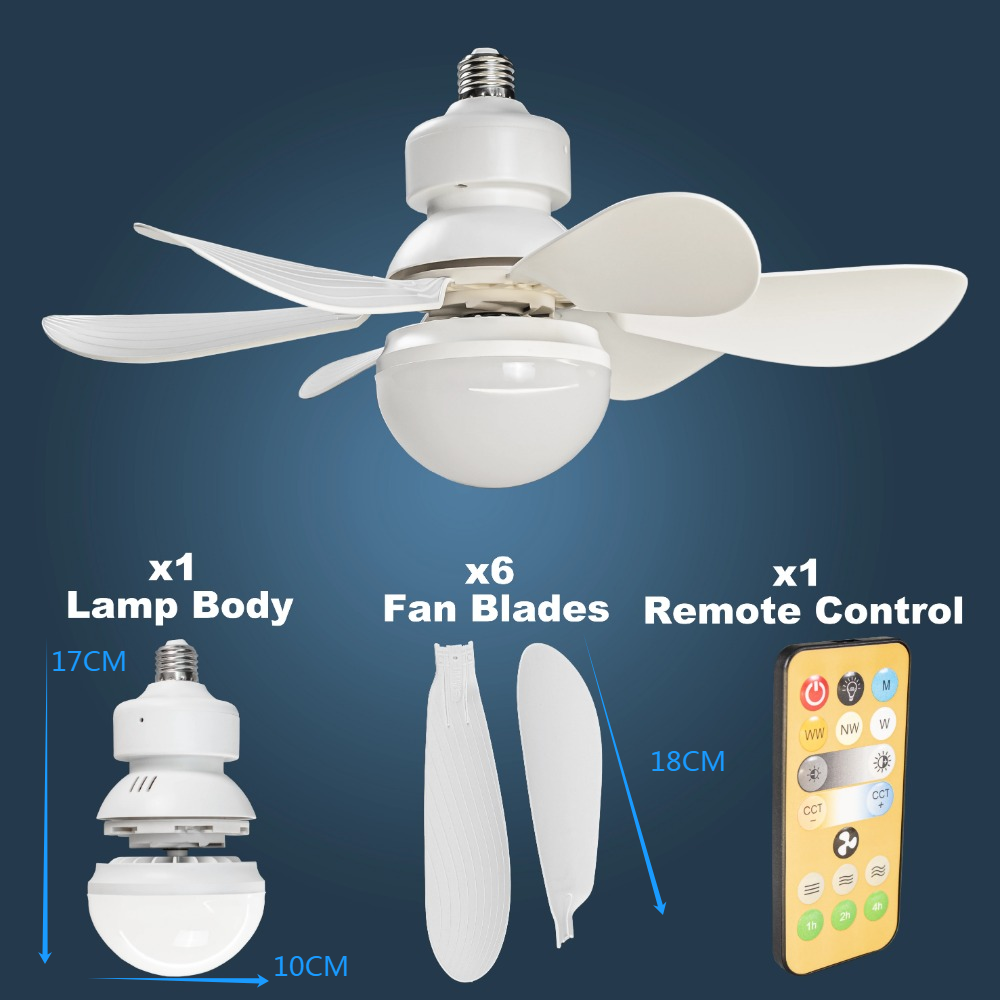 Modern Wind 6 ABS Blades 16 Inches LED Fan Light Bedroom Living Room Decoration Ceiling Flower Fan Light 30W/40W