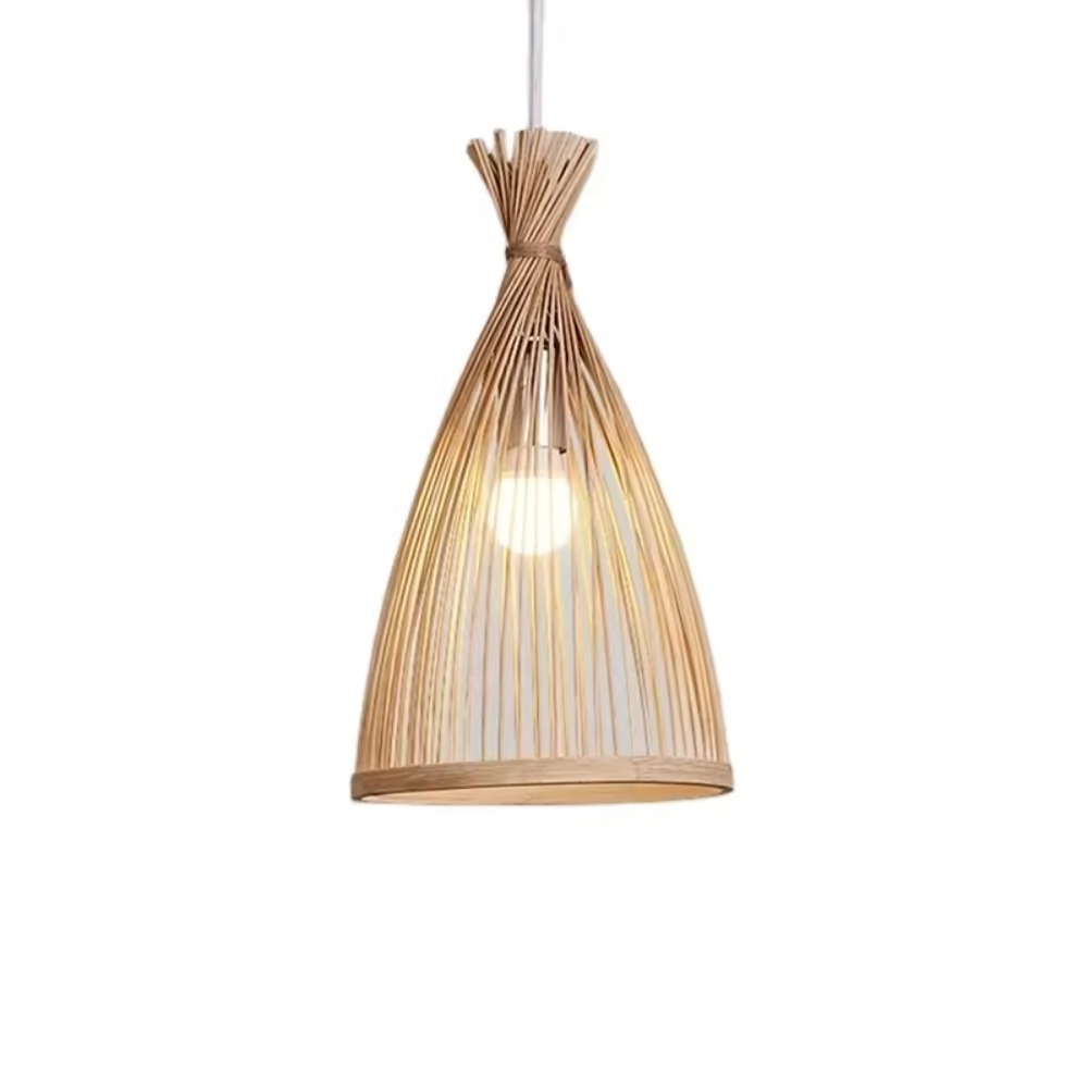 Circular Cone Bamboo Lighting Rattan Asian Chandeliers Ceiling Lamp Bamboo Weaving Lamp Wicker Hanging Rattan Pendant Light