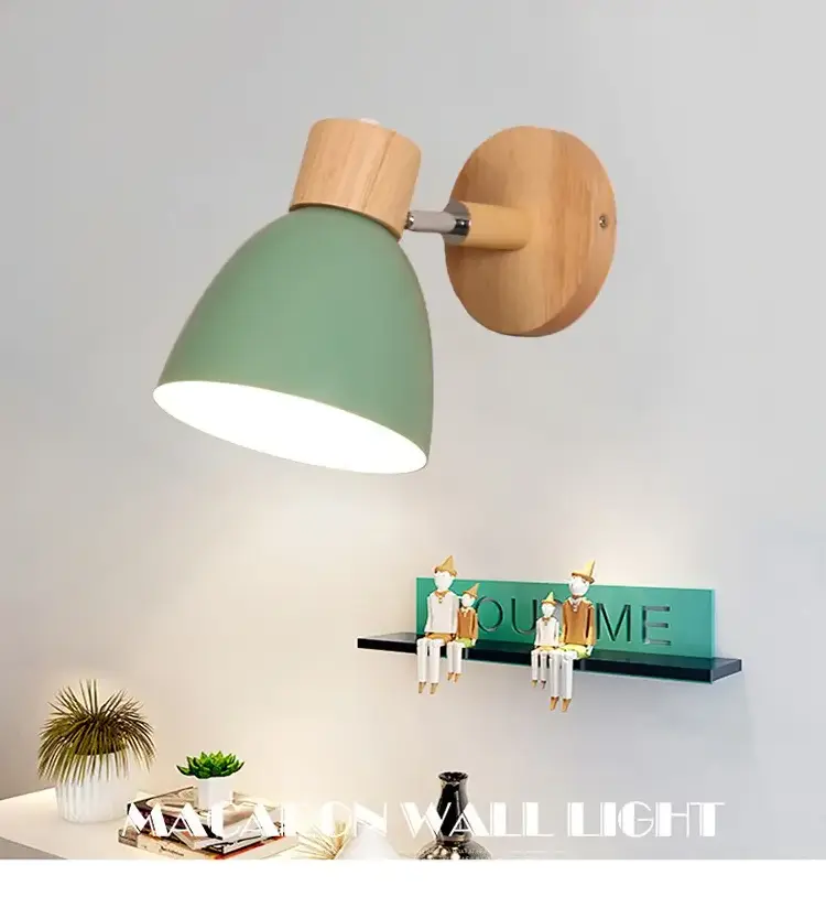 Wooden Nordic Modern Wall Lamp 6 Colours Rechargeable Lights Indoor Home Living Room Bedside E27 Lights Wall Sconce