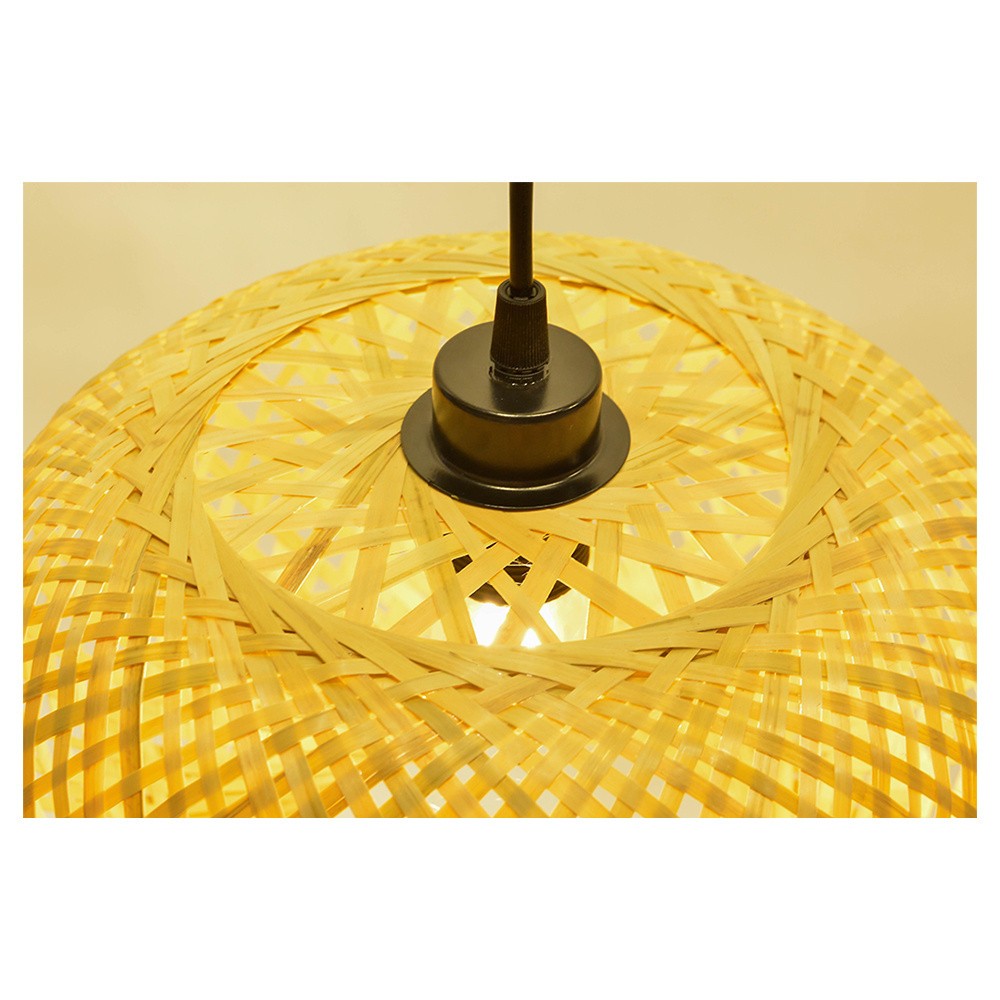 20CM Diameter Circular Lamp Shade Bamboo Woven Lamp Dining Room Rattan Lamp Bedroom Farmhouse Rural Indoor Pendant Light