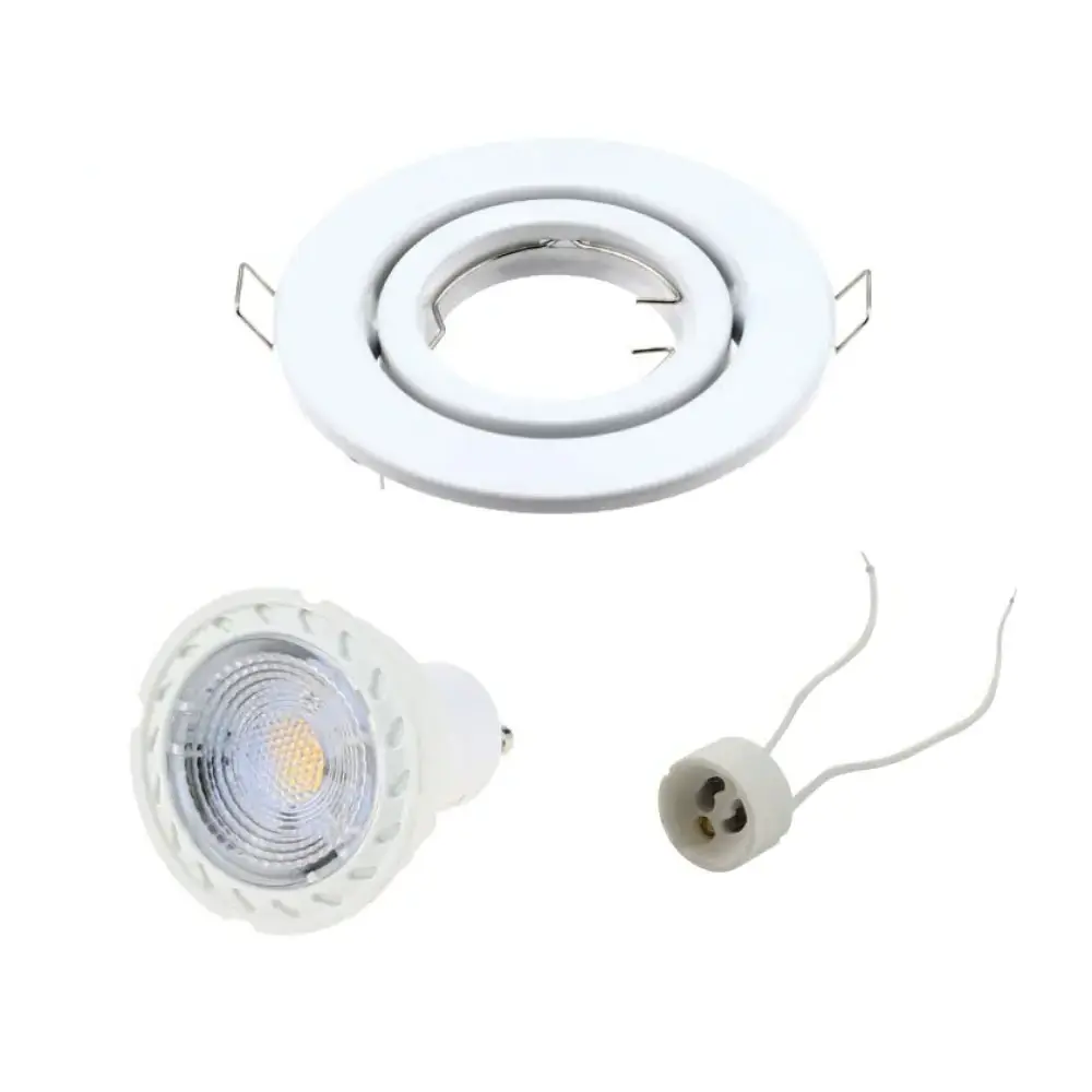 White Recessed Base Socket Lighting Fixture MR16 GU10 LED Spotlight Frame Socket