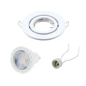 White Recessed Base Socket Lighting Fixture MR16 GU10 LED Spotlight Frame Socket