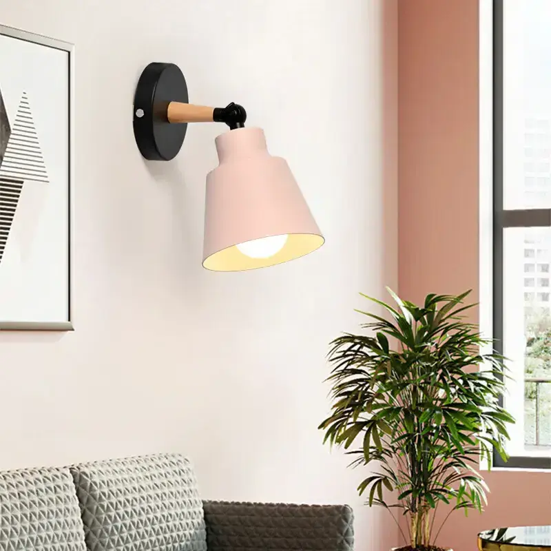 LED Wall Lamps Nordic Macaron Colorful Wall Light for Bedroom Bedside Reading Lamp Sconces New Home Decors Lighting NO BULB