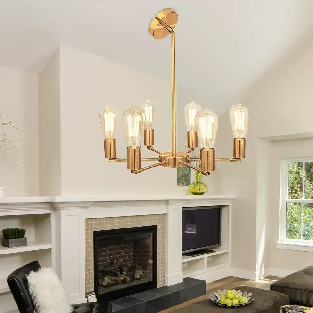 Mid Century Pendant Light Modern Gold Chandelier  Hanging Lamps Home Living Room Decorative Light