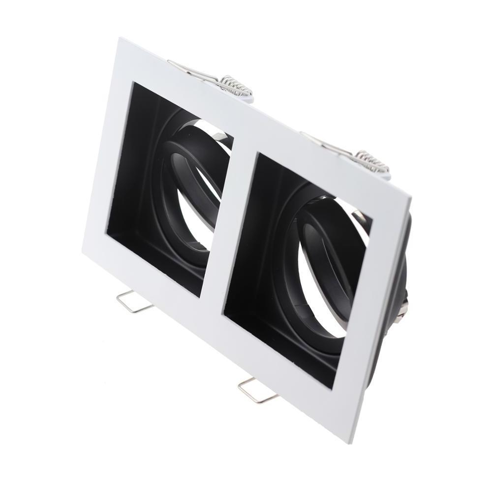 Led Spot Light Fixture MR16 GU10 Can Adjustable Square Double Head Led Downlight Frame