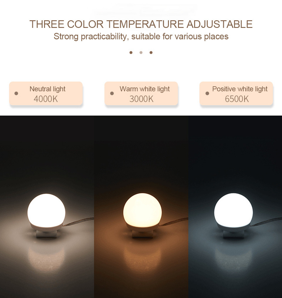 Wall Bulbs String For All Pretty 3 Colors Dimmable Vanity Light Vanity Mirror Fill Light Adjustable Luminance 3 Colors LED USB