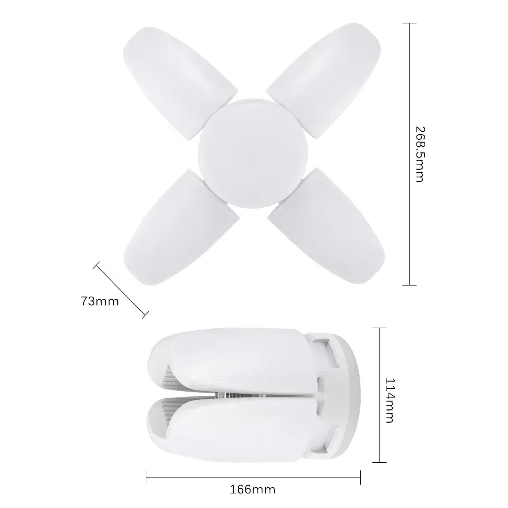 E27 LED Bulb Fan Blade Lamp AC85-265V 28W Foldable Led Light Bulb Lampada for Home Ceiling Light Small Garage Light