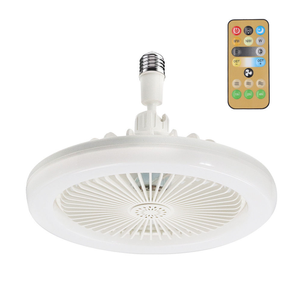 E27 Remote Control 360 Degree Rotation Fan Lamp with LED Lights Quiet Ceiling Fans for Bedroom Living Room Interior