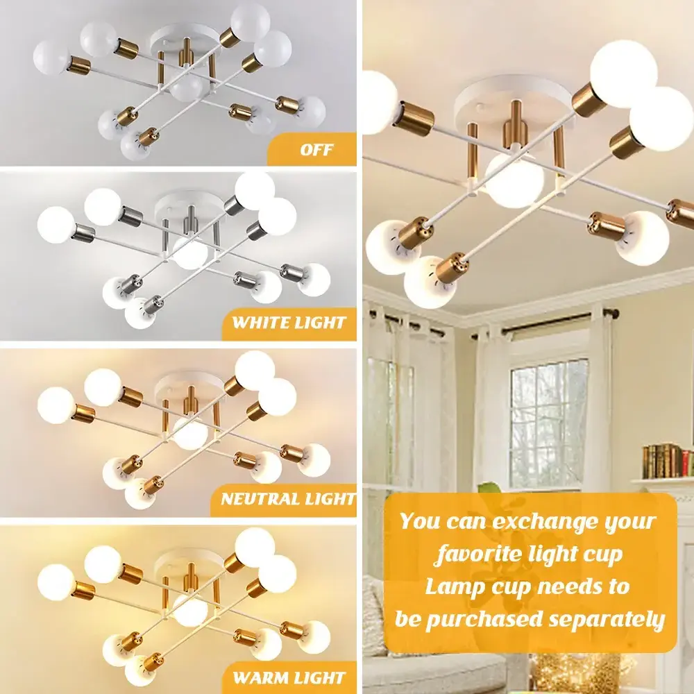 Vintage Pipes Ceiling Lamp Retro Ironware Loft Art Lustre LED Ceiling Spotlight Lights Classic Living Dining Room Lighting Decor