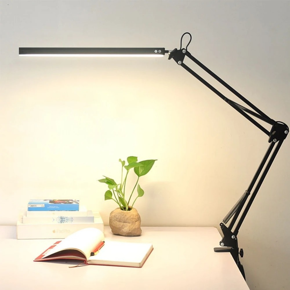 Metal Swing Arm Contemporary 12W Multifunction Folding Desk Lamp Folding Clip-on Eye-caring Led Desk with Clamp Lamp Led Office