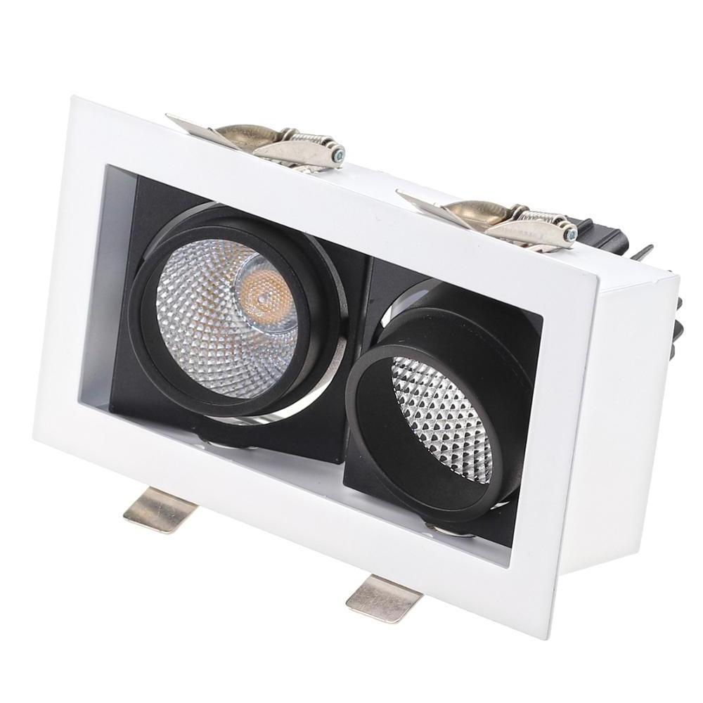 20 Watt 40W 60W Rectangular Square Recessed Ceiling COB Adjustable Twin Double Head LED Downlight Light