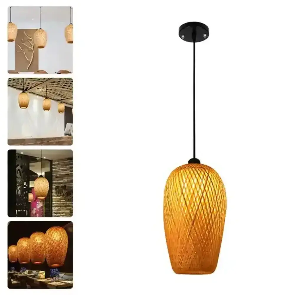 Bamboo Chandelier Lighting Led Bedroom Ceiling Lights Wicker Lamp Shades Vintage Bamboo Pendant Lamps