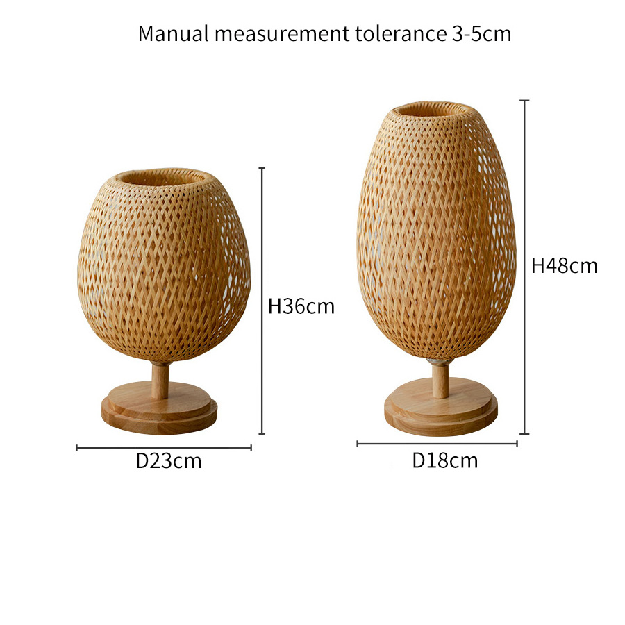 Bamboo Weaving Table Lamp Creative Handmade Rattan Bedroom Restaurant Bedside Desk Lights Chinese Pastoral Retro Table Light