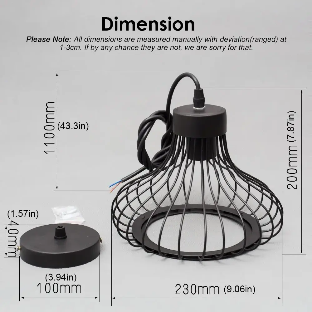 Industrial Pendant Light Edison Hanging Cage Pendant Lights E27 Base Vintage Adjustable Pendant Lamp Fixture