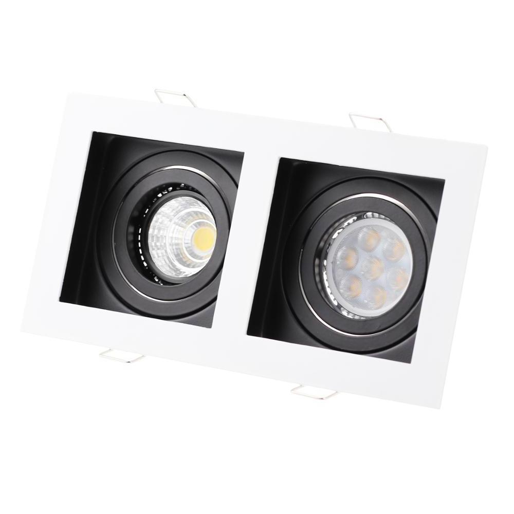 Led Spot Light Fixture MR16 GU10 Can Adjustable Square Double Head Led Downlight Frame