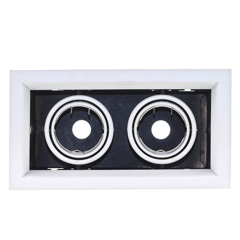 Double Head Square Recessed Flush Mount GU10 MR16 Trims LED Ceiling Light Light Frame Fixtures Housing