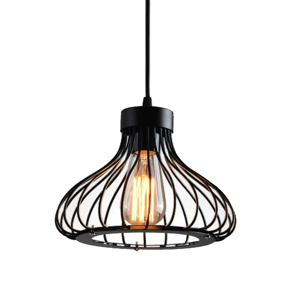 Industrial Pendant Light Edison Hanging Cage Pendant Lights E27 Base Vintage Adjustable Pendant Lamp Fixture