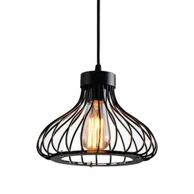 Industrial Pendant Light Edison Hanging Cage Pendant Lights E27 Base Vintage Adjustable Pendant Lamp Fixture