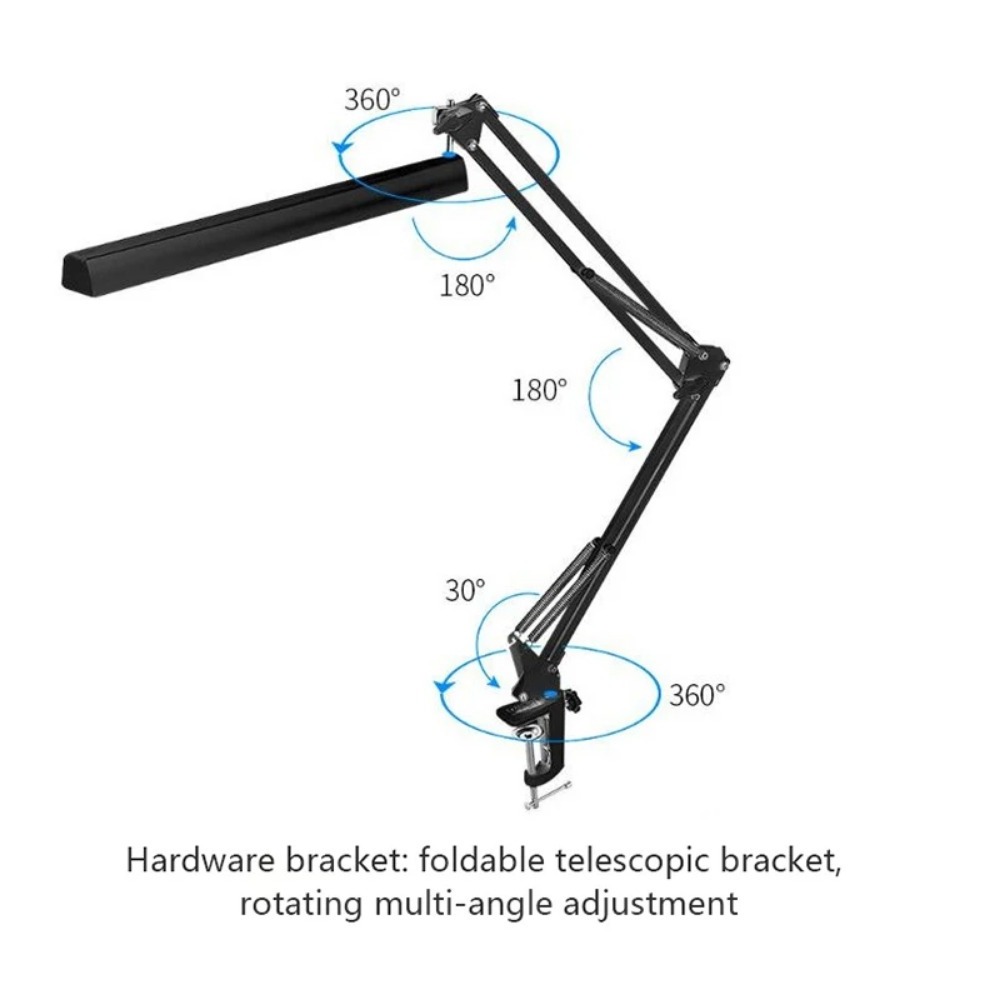 Metal Swing Arm Contemporary 12W Multifunction Folding Desk Lamp Folding Clip-on Eye-caring Led Desk with Clamp Lamp Led Office