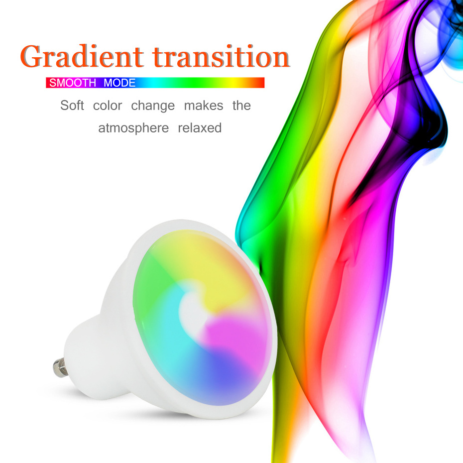 Intelligent Dimmable GU10 Led Spotlight RGB Remote Control Colorful High Brightness AC85-265V 8W Led Light Bulb