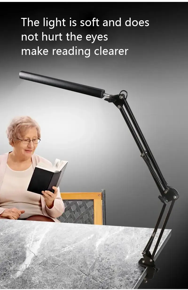 Metal Swing Arm Contemporary 12W Multifunction Folding Desk Lamp Folding Clip-on Eye-caring Led Desk with Clamp Lamp Led Office