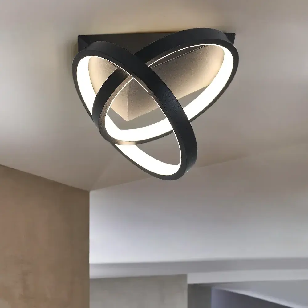 Ceiling Lamp Modern LED Ceiling Light, Black Flush Mount Light Fixtures for Living Room Bedroom, Surface Mount Chandelier 6000K