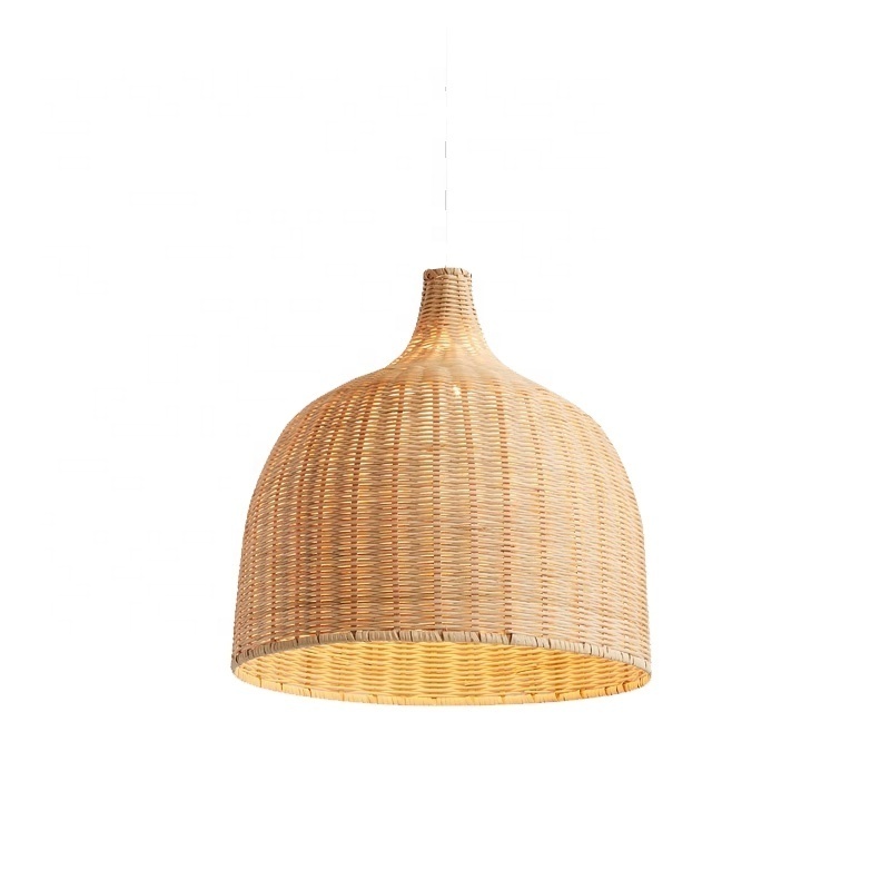 Rattan Pendant Lights Hand-Woven Wicker Light Fixture for Kitchen Island Fixture Indoor Lighting Handmade Bamboo Lamp Holder