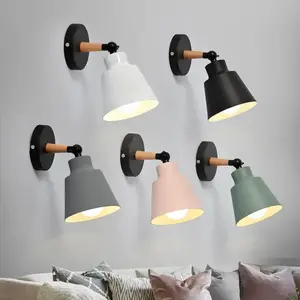 LED Wall Lamps Nordic Macaron Colorful Wall Light for Bedroom Bedside Reading Lamp Sconces New Home Decors Lighting NO BULB