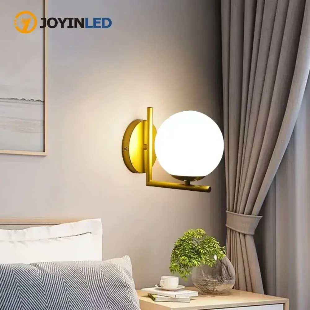 Cute Bedroom Bedside Small Wall Lamp Nordic INS Living Room Children Room Decoration Sconce Staircase Gold Black LED Lights