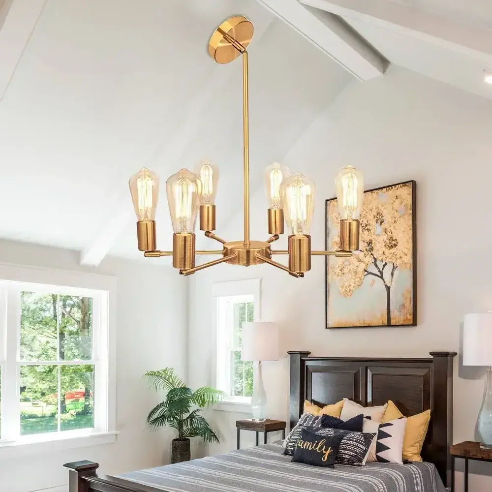 Mid Century Pendant Light Modern Gold Chandelier  Hanging Lamps Home Living Room Decorative Light