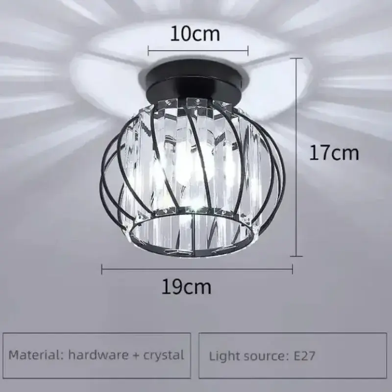 European Style E27 Iron Semi Flush Mount Ceiling Lighting Fixture For Home Gold Luxury Crystal Ceiling Lamps