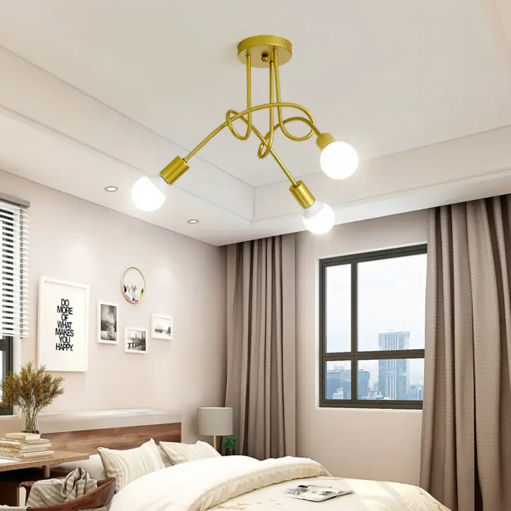 Nordic Ceiling E27 Black/Gold/White LED  Modern Chandelier Edison Bulbs Indoor Light Fixtures for Bedroom Living Room Lamp