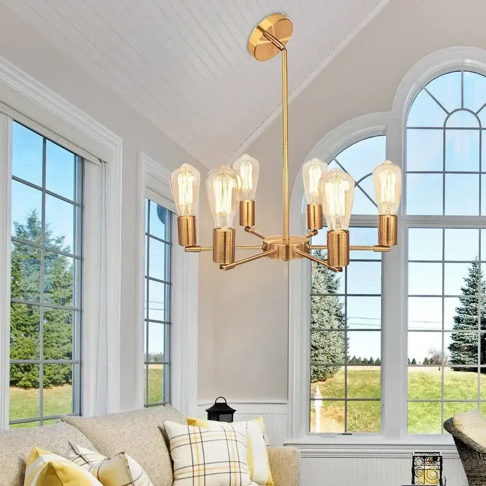 Mid Century Pendant Light Modern Gold Chandelier  Hanging Lamps Home Living Room Decorative Light