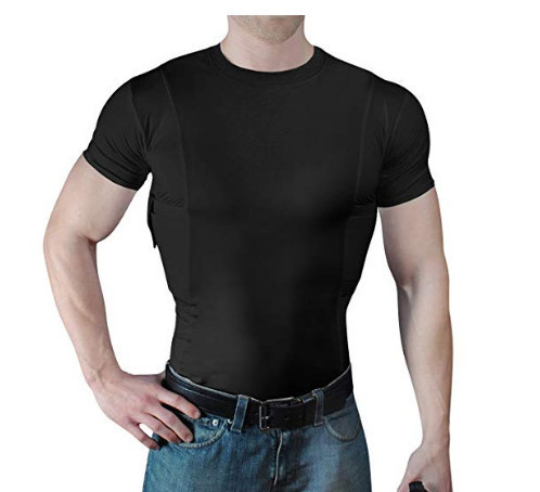 Holster Side Pockets Carry T-shirt Skin Fit Compression Outdoor Undercover Holster Side Pockets Shirts