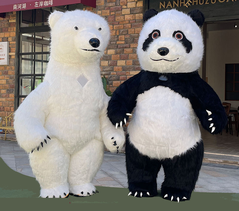 popular panda Funtoys Hot sale giant walking giant inflatable polar bear mascot costume for adult