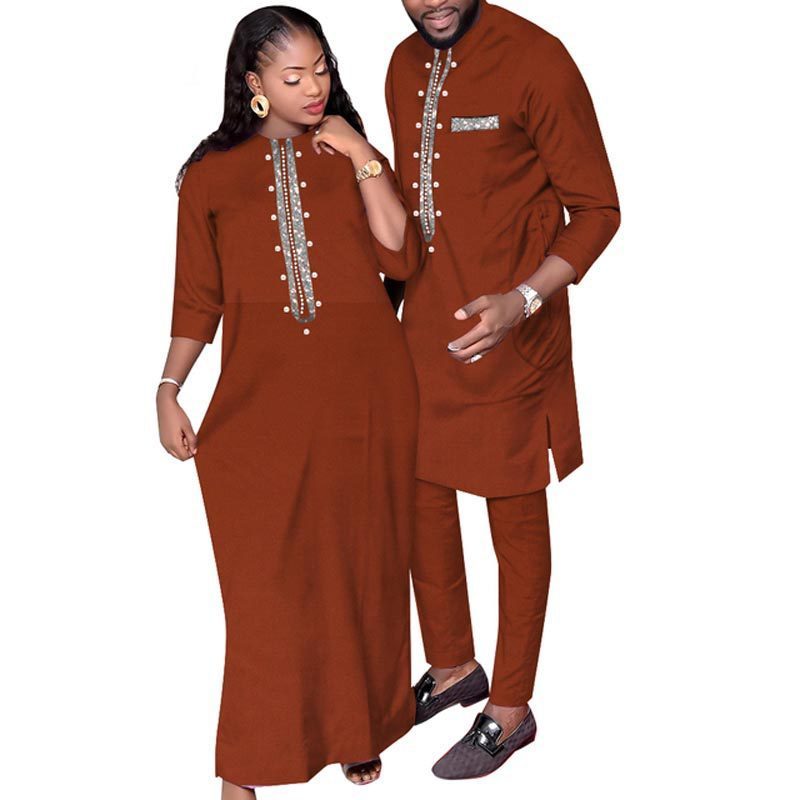 Customized Traditional African 15 Colors Ethnic Wax Printed Couple Matching Clothing Women Dresses And Men Suit