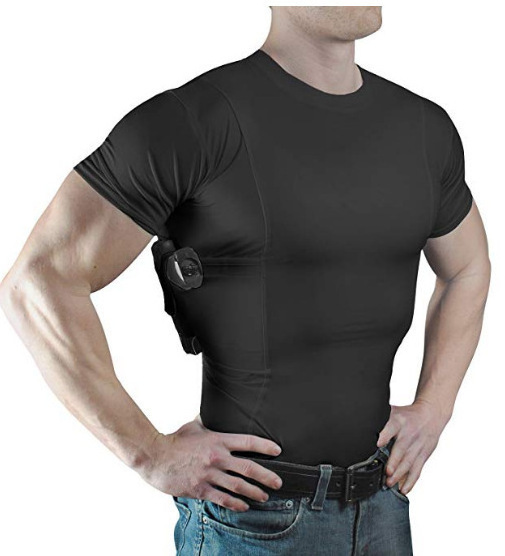 Holster Side Pockets Carry T-shirt Skin Fit Compression Outdoor Undercover Holster Side Pockets Shirts